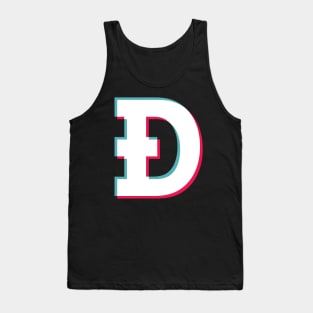 Dogecoin Social Media App blue pink glitch modern typography art gift Tank Top